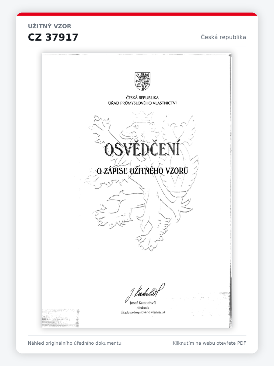 Užitný vzor č. 37917